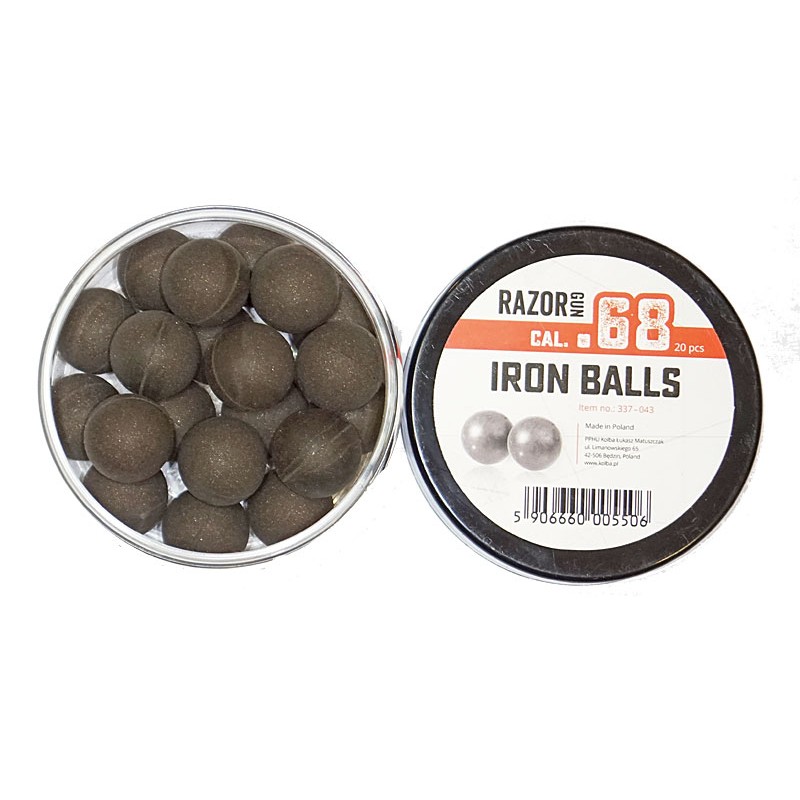 RazorGun 20pcs steel rubber bbs .68cal