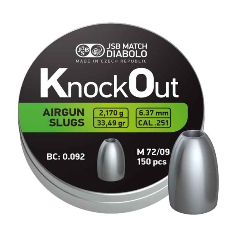 JSB Knockout slug 6,37mm/.251cal 150kpl luoteja